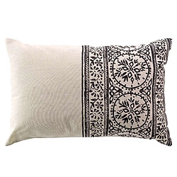 Douceur D'Interieur Coussin déhoussable BISCA - Polycoton imprimé - 40 x 60 cm - Ecru et noir