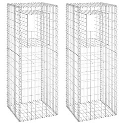 vidaXL Poteaux à panier de gabion 2 pcs 50x50x140 cm Fer