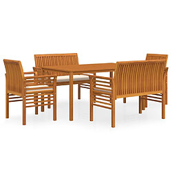 Ensemble salle à manger de jardin 5 pcs,Table et chaise à dîner d'extérieur Acacia solide -MN90745