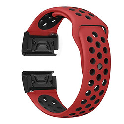 Bracelet en silicone deux couleurs rouge/noir pour votre Garmin Fenix 5X/Fenix 3