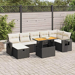 vidaXL Salon de jardin 5 pcs avec coussins noir résine tressée acacia