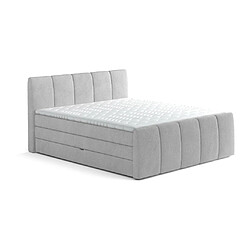 Avis Vente-Unique Ensemble complet boxspring tête de lit capitonnée + sommiers coffre + matelas + surmatelas - 160 x 200 cm - Tissu - Gris clair - VERONE de PALACIO