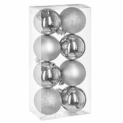 Lot de 8 Boules de Noël Colorama 7cm Argent