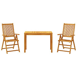 vidaXL Ensemble à manger de jardin 3 pcs Bois d'acacia solide