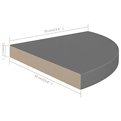 vidaXL Étagère d'angle flottante gris brillant 35x35x3,8 cm MDF pas cher