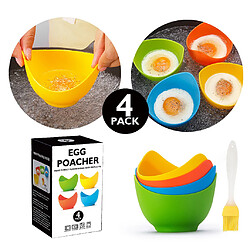 4x Silicone Oeuf Poché Cuisinière Oeuf Braconnier Tasse pour Chaudière de Braconnage D'œufs Ustensiles de Cuisine Fournitures Braconnage Gousses Moule pas cher