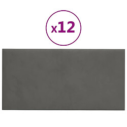 vidaXL Panneaux muraux 12 pcs Gris foncé 30x15 cm Velours 0,54 m²