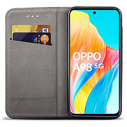 Htdmobiles Housse etui portefeuille avec coque interieure en silicone pour Oppo A98 5G + film ecran - ROUGE MAGNET