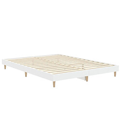 Maison Chic Lit adulte - Lit simple Cadre de lit,Structure du lit Contemporain blanc 135x190 cm bois d'ingénierie -MN95732 pas cher