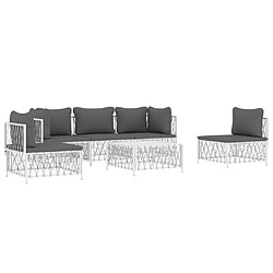 Avis Maison Chic Salon de jardin 6 pcs avec coussins - Table et chaises d'extérieur - Mobilier/Meubles de jardin Moderne blanc acier -MN25603