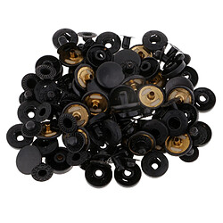 30 jeux attaches métalliques boutons pression rivets pour artisanat cuir noir pas cher