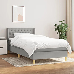 Maison Chic Lit Adulte - Lit simple Lit à sommier tapissier avec matelas moelleux - Meuble de Chambre - Gris clair 90x200 cm Tissu -MN26977