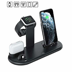 Chrono Station de charge sans fil 4 en 1 Dock Chargeur Stand pour Watch Air Pods iPhone,(noir)