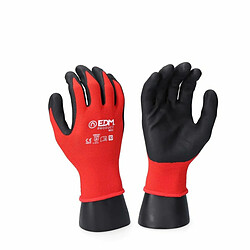 Gants de travail EDM Tactile Nitrile Industriels Rouge Lycra - 10