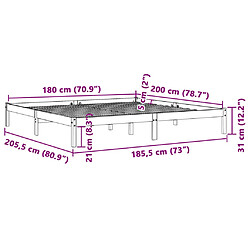 Vidaxl Cadre de lit cire marron 180x200 cm bois de pin massif pas cher