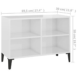 vidaXL Meuble TV avec pieds en métal Blanc brillant 69,5x30x50 cm pas cher