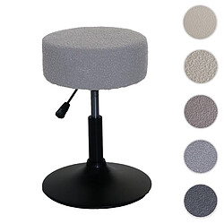 Mendler Tabouret HWC-C22, tabouret de maquillage, réglable en hauteur pivotant Ø 37cm Tissu Bouclé (450g/m²) MVG ~ gris