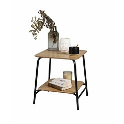 Avis Lot de 2 Tables d'appoint 2 plateaux en bois structure métallique noir 45X45XH51cm+Urban Living