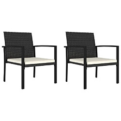 vidaXL Chaises à manger de jardin lot de 2 Résine tressée Noir