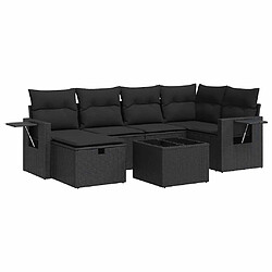 vidaXL Salon de jardin 7 pcs avec coussins noir résine tressée