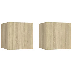 vidaXL Meubles TV muraux 2 pcs Chêne sonoma 30,5x30x30 cm