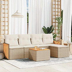 Maison Chic Salon de jardin avec coussins 6 pcs, Ensemble Tables et chaises de jardin, beige résine tressée -GKD345107