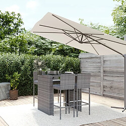 Maison Chic Ensemble de bar de jardin 5 pcs et coussins,Table + chaises + coussins d'extérieur gris poly rotin -GKD417195