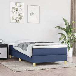 Maison Chic Structures de lit + matelas,Lit à sommier tapissier avec matelas Bleu 90x190 cm Tissu -MN14884