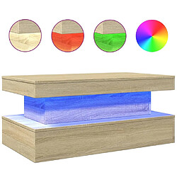 Maison Chic Table basse pour salon | Table à café avec lumières LED chêne sonoma 90x50x40 cm -GKD75798