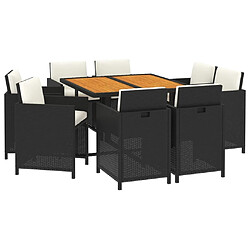 Avis Maison Chic Mobilier à dîner 9 pcs de jardin avec coussins - Ensemble table et chaises d'extérieur - Salon/Mobilier de jardin classique Résine tressée Noir -MN82354