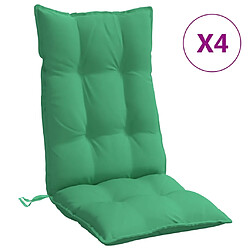 vidaXL Coussins de chaise à dossier haut lot de 4 vert tissu oxford