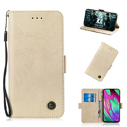 Wewoo Housse Coque Pour Galaxy A40 Retro Etui en cuir PU avec rabat horizontal et porte-cartes Or