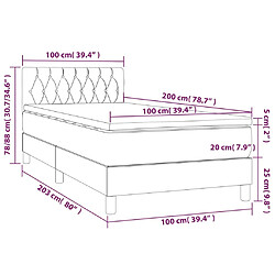 Acheter Maison Chic Lit adulte- Lit + matelas + LED,Sommier à lattes de lit matelas LED Gris clair 100x200 cm Tissu -GKD91416