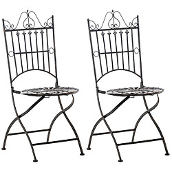 Decoshop26 Lot de 2 chaises de jardin terrasse balcon pliable en métal bronze 10_0003138