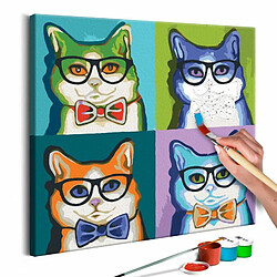 Paris Prix Tableau à Peindre Soi-Même Chats avec Lunettes 40x40cm