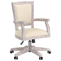 Helloshop26 Chaise fauteuil siège de bureau informatique étude pivotante lin beige 02_0024050