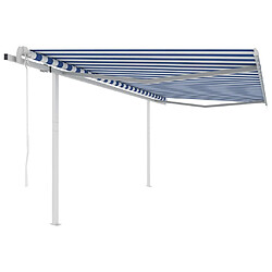 Maison Chic Store banne | Auvent rétractable de porte | Marquise Brise-soleil automatique avec poteaux 4x3 m Bleu et blanc -GKD32272