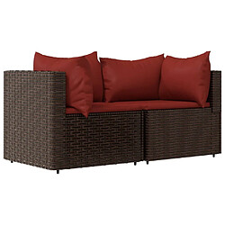 Avis Maison Chic Salon de jardin 3 pcs + coussins - Mobilier/Meubles de jardin - Table et chaises d'extérieur marron résine tressée -MN63038