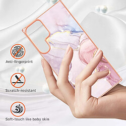 Coque en TPU anti-rayures, IML IMD électroplaqué, motif marbre Or rose 005 pour votre Samsung Galaxy S22 Ultra 5G