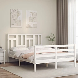 Maison Chic Lit adulte - Cadre Structure de lit avec tête de lit Contemporain blanc 120x200 cm bois massif -MN79469