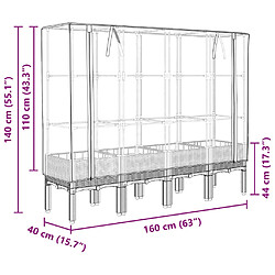 vidaXL Jardinière surélevée avec housse aspect rotin 160x40x140 cm pas cher