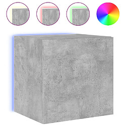 Maison Chic Meuble TV mural, Banc TV avec lumières LED pour salon, Meuble de rangement gris béton 40,5x35x40 cm -GKD85734