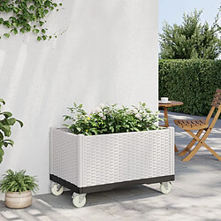 vidaXL Jardinière à roulettes blanc 80x50x54 cm PP