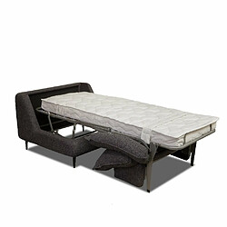 Inside 75 Fauteuil lit convertible express LISBONNE 70cm sommier à lattes matelas 13cm tissu tweed anthracite chiné pas cher