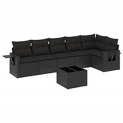 vidaXL Salon de jardin 7 pcs avec coussins noir résine tressée