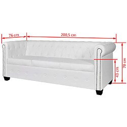 Acheter vidaXL Canapé Chesterfield à 3 places cuir synthétique blanc