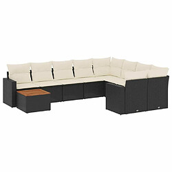 Maison Chic Salon de jardin 10 pcs avec coussins, Ensemble Tables et chaises d'extérieur noir résine tressée -GKD862657