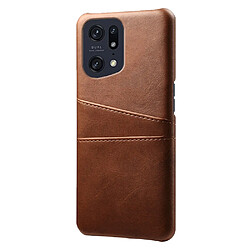 Coque en TPU + PU antichoc, anti-rayures avec porte-cartes, marron pour votre Oppo Find X5 Pro