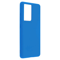 Avizar Coque Samsung Galaxy S21 Ultra Silicone Souple Soft Touch Compatible QI Bleu