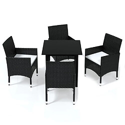 vidaXL Ensemble à dîner de jardin avec coussins 5 pcs poly rotin noir